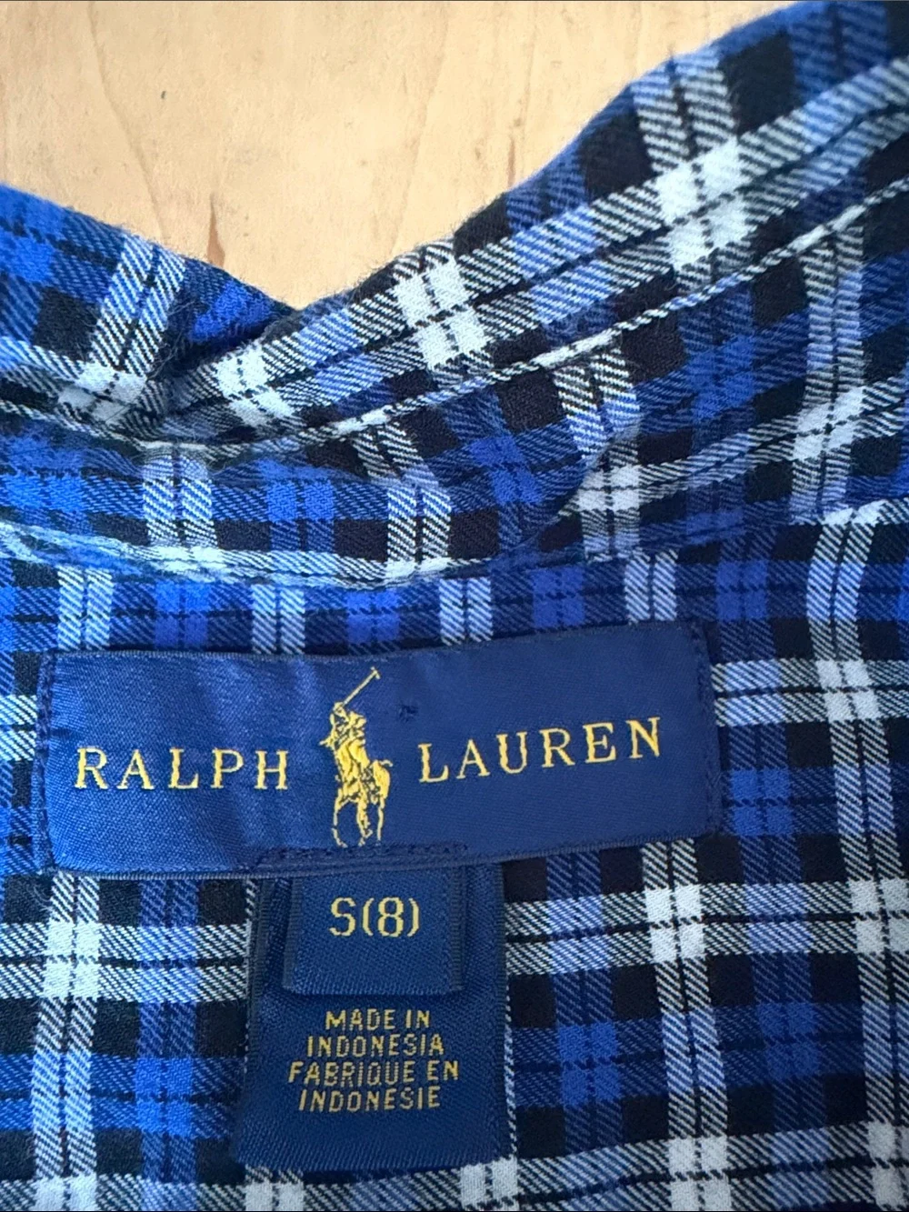 Ralph Lauren Blue and White Plaid Button-Down Shirt
